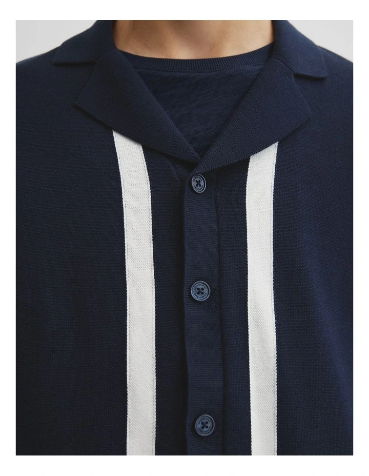 Teen Knit Stripe Detail Shirt in Navy image 4
