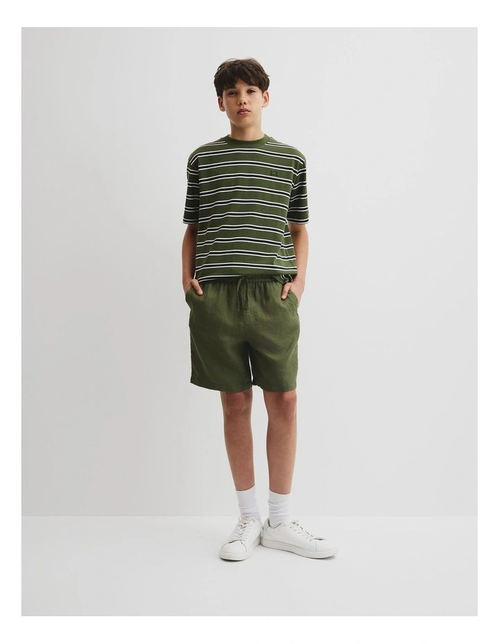 Teen Linen Short in Dark Olive image 1