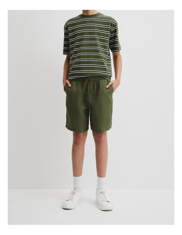 Teen Linen Short in Dark Olive image 2