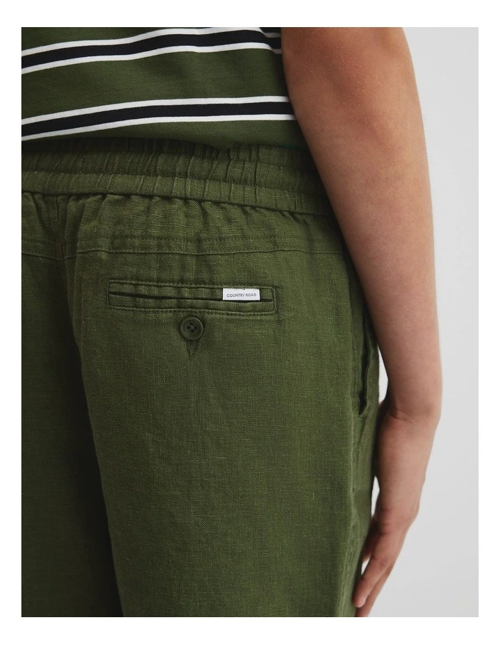 Teen Linen Short in Dark Olive image 3