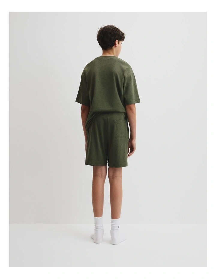 Teen Organically Grown Cotton Blend Relaxed Logo Pyjama Set in Dark Olive image 4