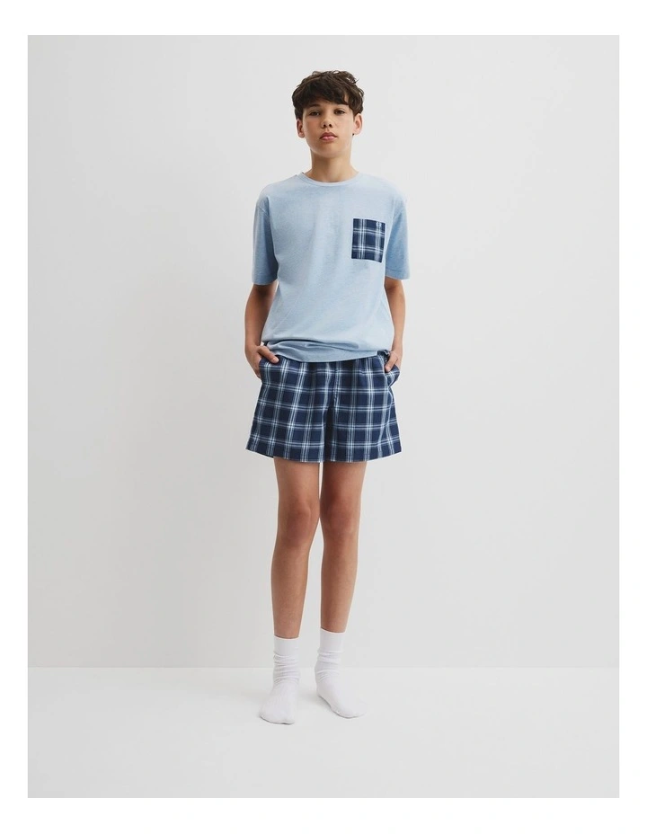 Teen Woven Boxer Pyjama Set in Cloud image 1