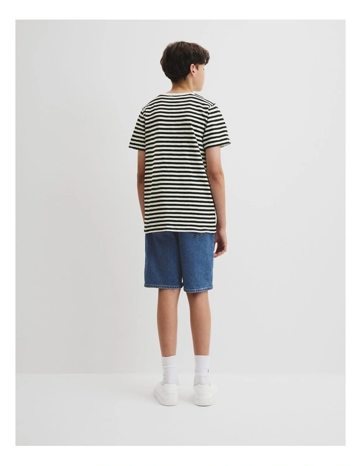 Teen Recycled Cotton Blend Stripe T-shirt in Black Stripe image 4