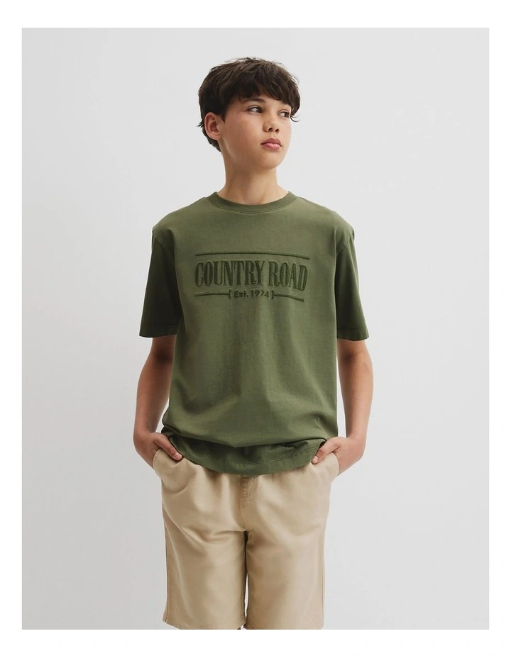 Teen Australian Cotton Heritage Oversized T-shirt in Dark Olive image 2