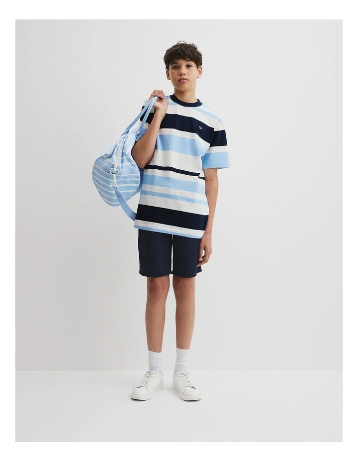 Teen Australian Cotton Relaxed Fit Stripe T-shirt in Cloud image 1