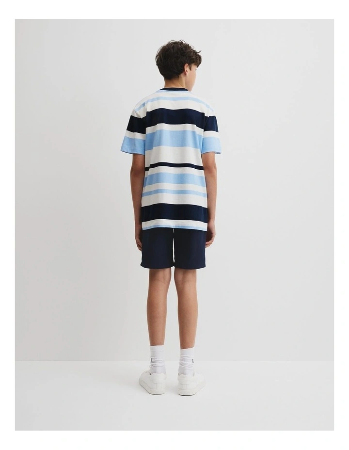 Teen Australian Cotton Relaxed Fit Stripe T-shirt in Cloud image 5