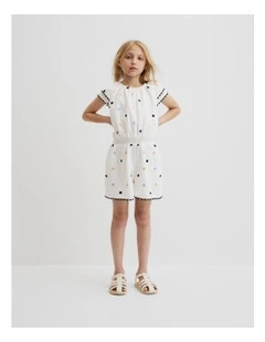 Embroidered Spot Playsuit in Marsh Spot