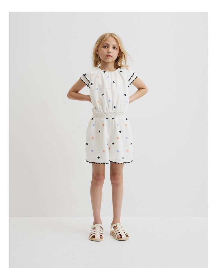 Embroidered Spot Playsuit in Marsh Spot image 1