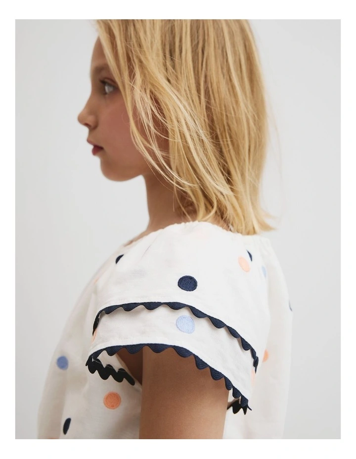 Embroidered Spot Playsuit in Marsh Spot image 2