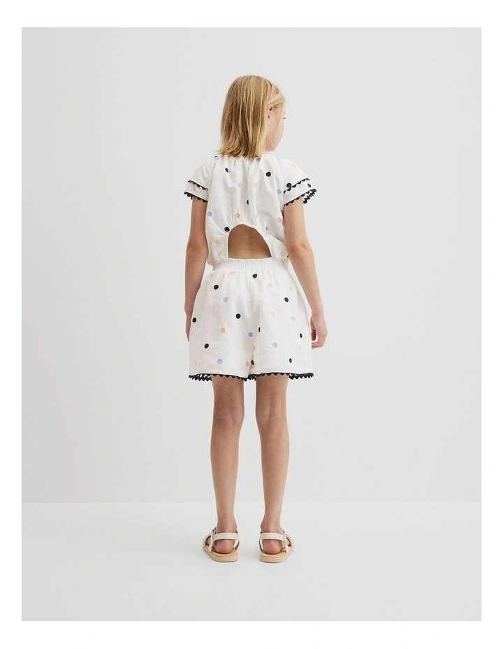 Embroidered Spot Playsuit in Marsh Spot image 3