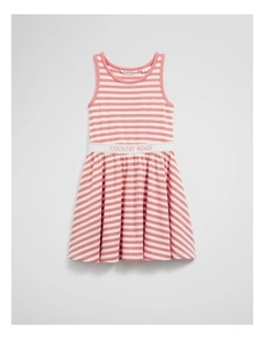Logo Tank Dress in Pink Stripe