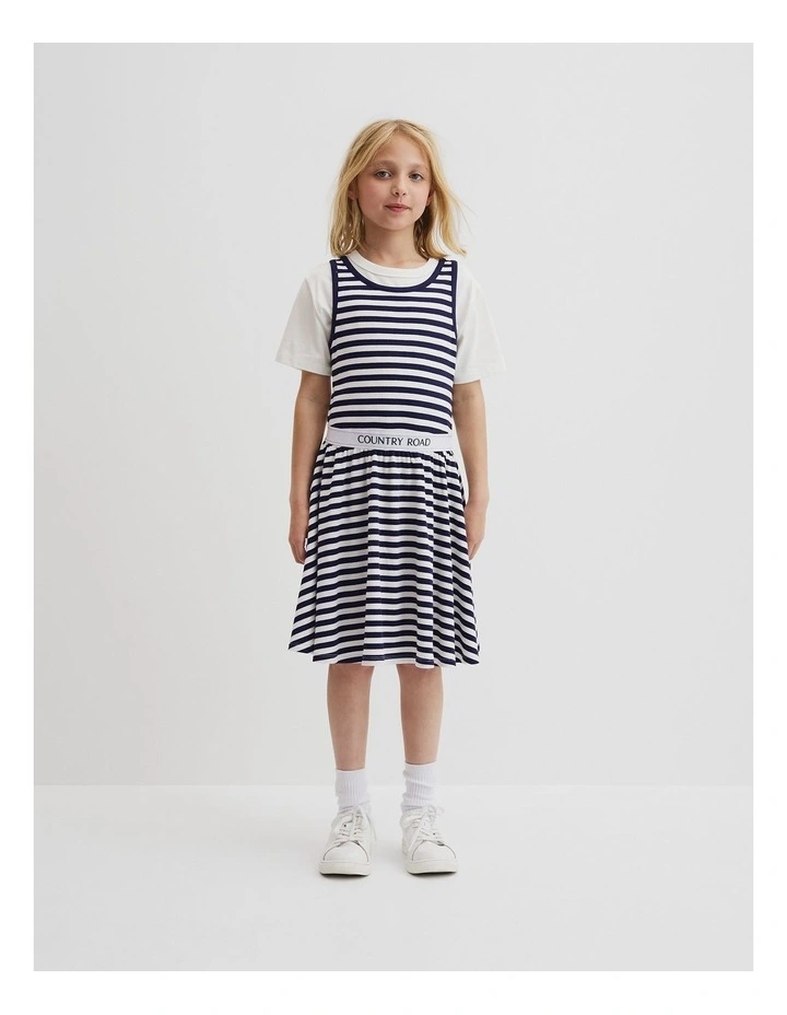 Logo Tank Dress in Navy Stripe image 1