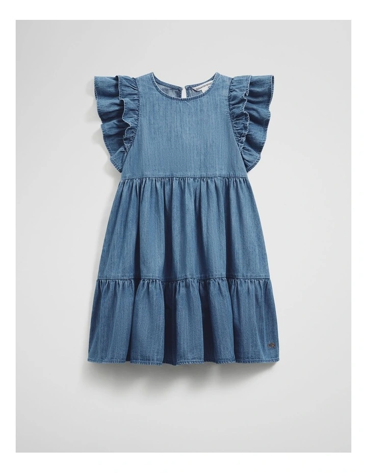 Chambray Frill Dress in Chambray image 1