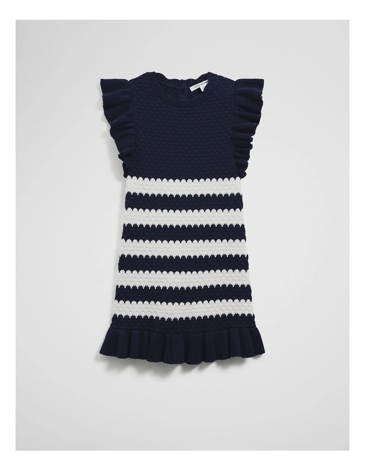 Stripe Knit Dress in Navy Stripe image 1