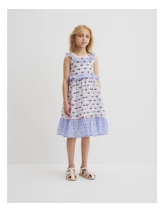 Frill Neck Midi Dress in Marsh Floral