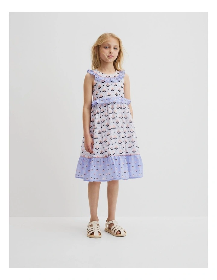 Frill Neck Midi Dress in Marsh Floral image 1