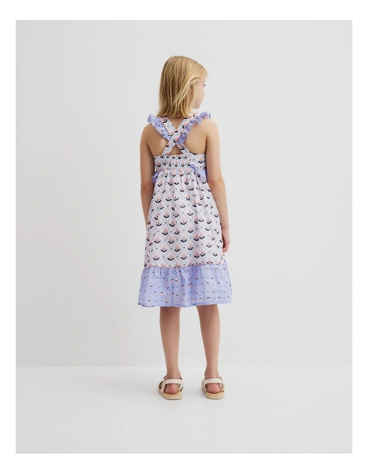 Frill Neck Midi Dress in Marsh Floral image 3