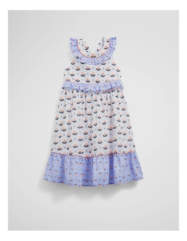 Frill Neck Midi Dress in Marsh Floral image 4