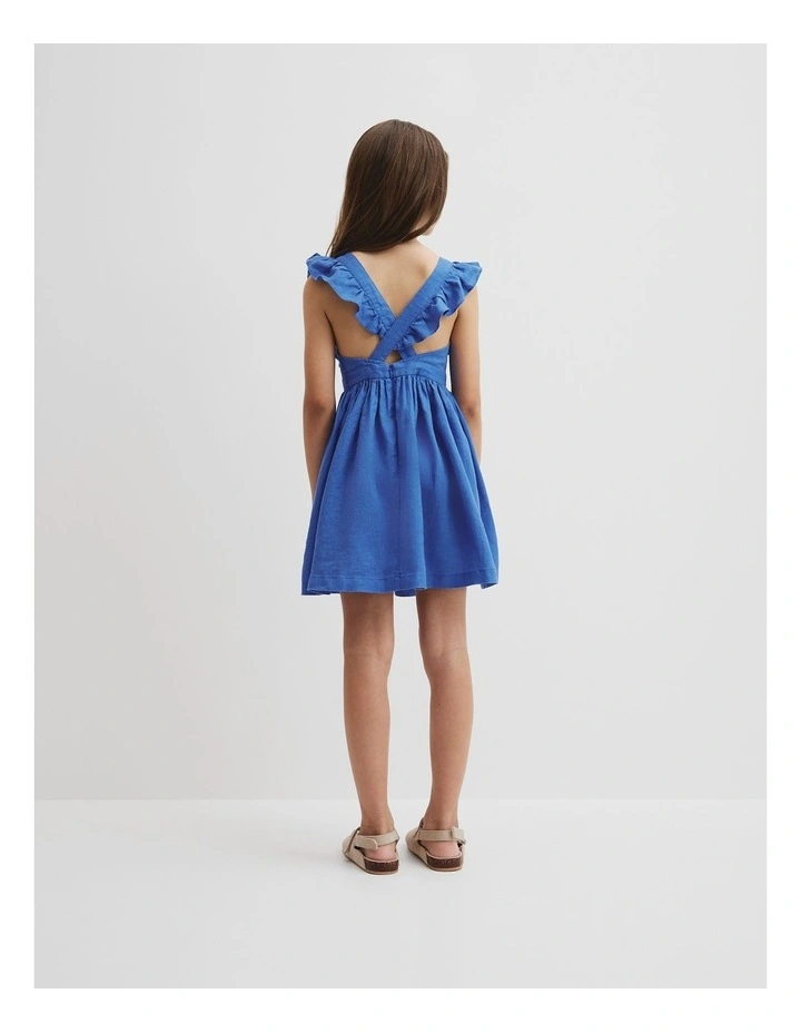 Smock Front Apron Dress in Riviera Blue image 3