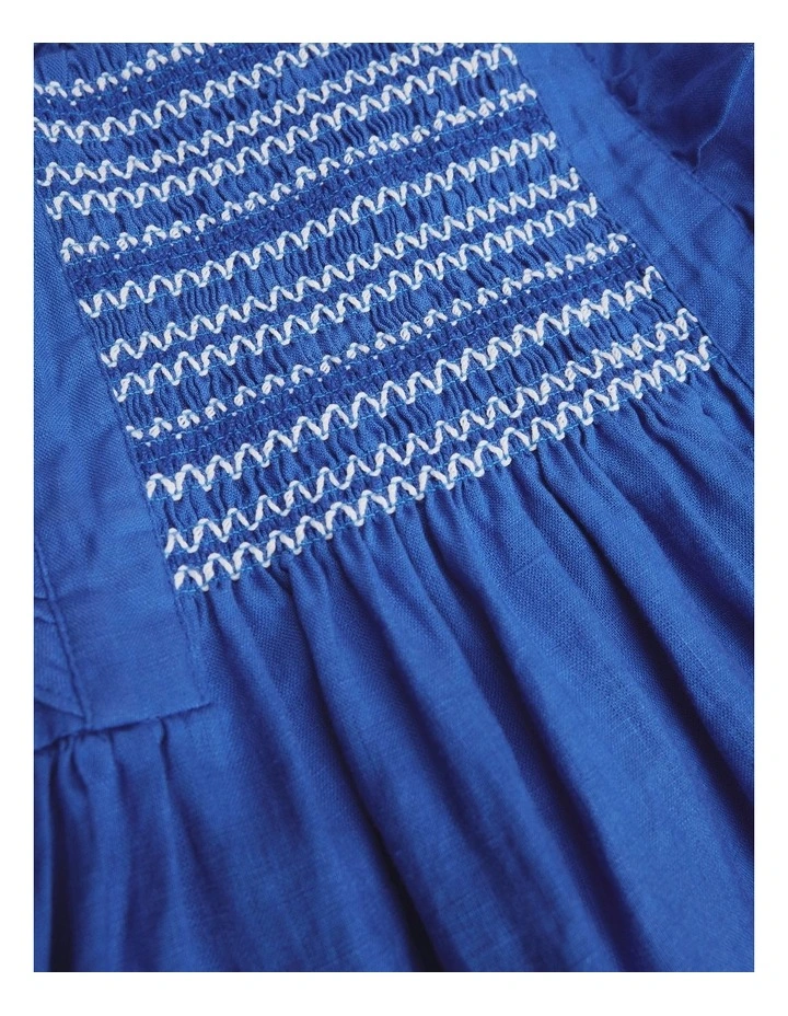 Smock Front Apron Dress in Riviera Blue image 5