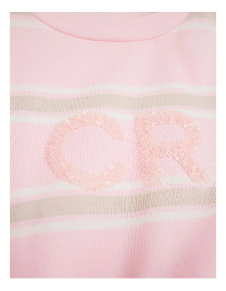 Cr Logo T-shirt Dress in Pink Stripe image 2