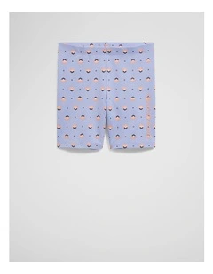 Organically Grown Cotton Blend Bike Short in Bluebell Geo