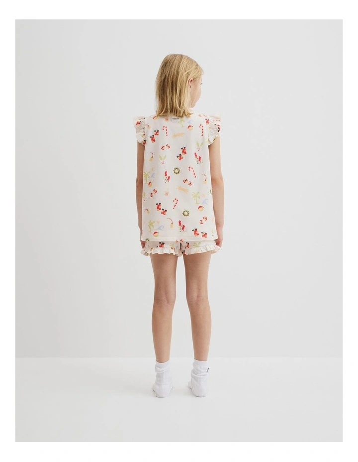 Australian Cotton Festive Print Pyjama Set in Vanilla image 3