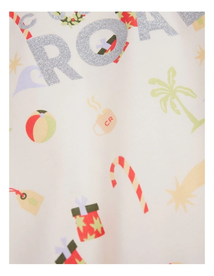 Australian Cotton Festive Print Pyjama Set in Vanilla image 5