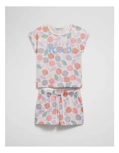 Australian Cotton Summer Shell Pyjama Set in Multicolour