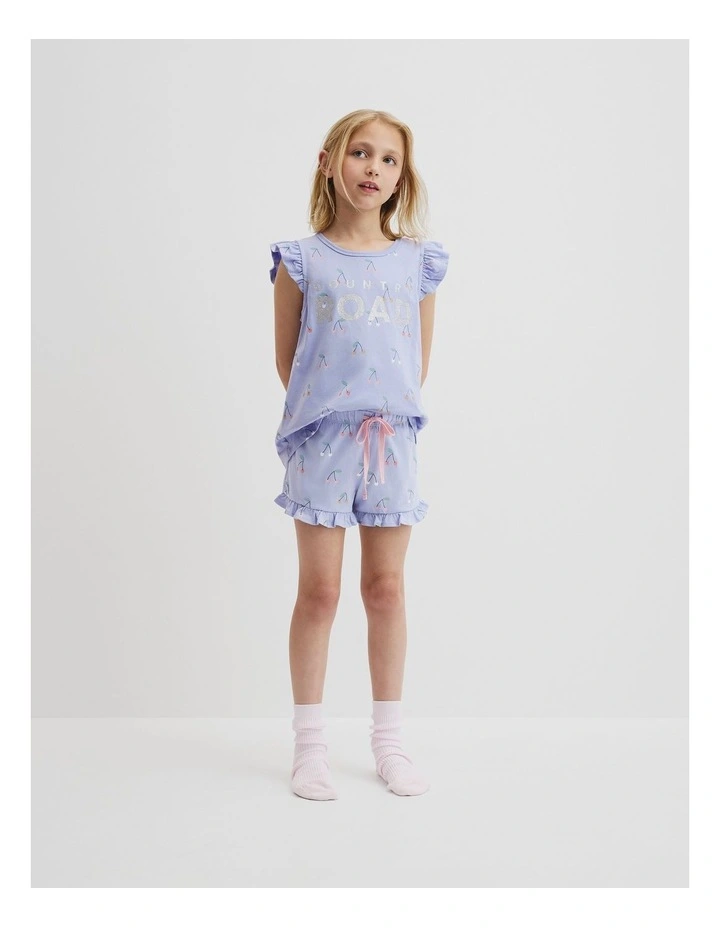 Australian Cotton Cherry Print Pyjama Set in Bluebell image 1