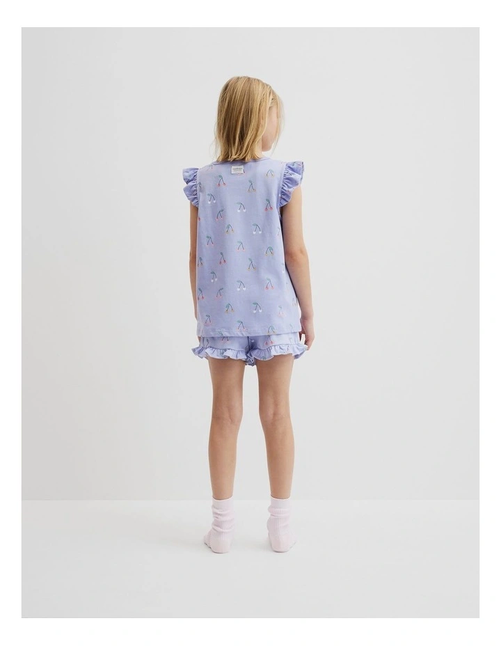 Australian Cotton Cherry Print Pyjama Set in Bluebell image 3