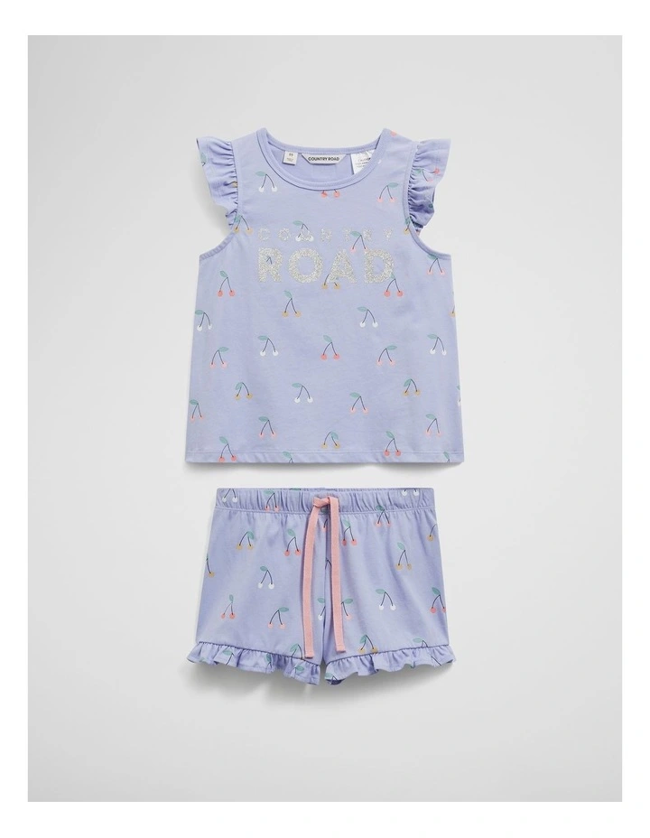 Australian Cotton Cherry Print Pyjama Set in Bluebell image 4