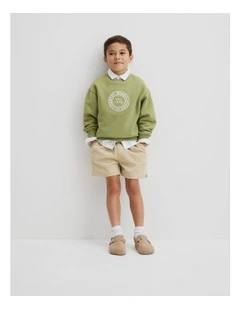 Australian Cotton Oversized Circle Logo Sweat in Pear