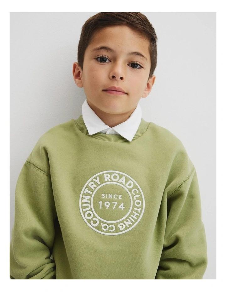 Australian Cotton Oversized Circle Logo Sweat in Pear image 2