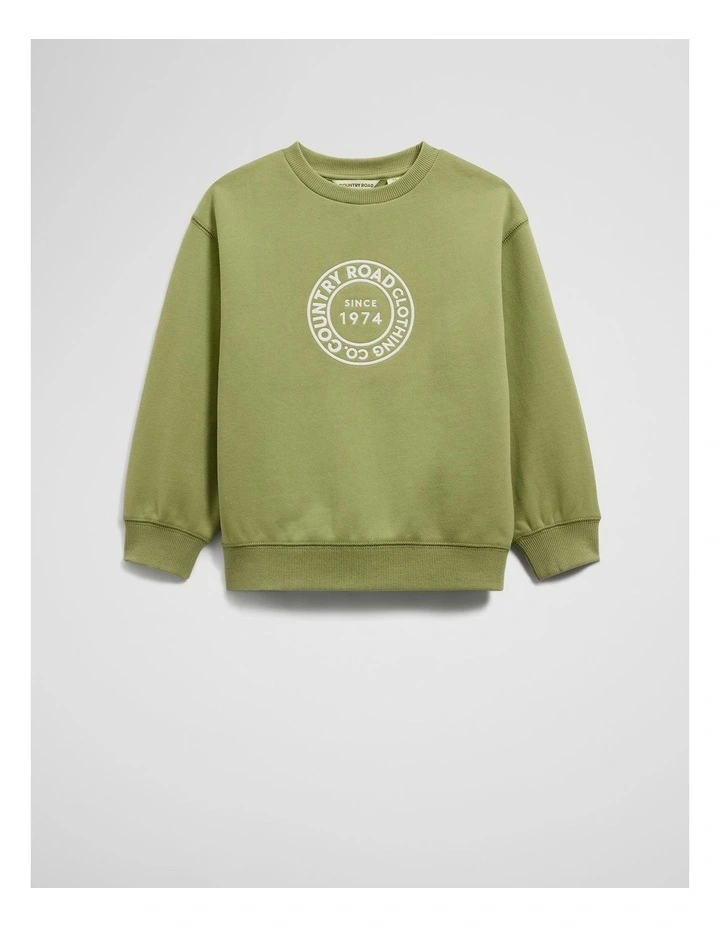 Australian Cotton Oversized Circle Logo Sweat in Pear image 4