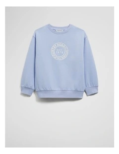Australian Cotton Oversized Circle Logo Sweat in Bluebell