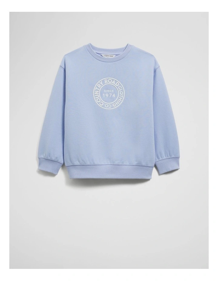 Australian Cotton Oversized Circle Logo Sweat in Bluebell image 1