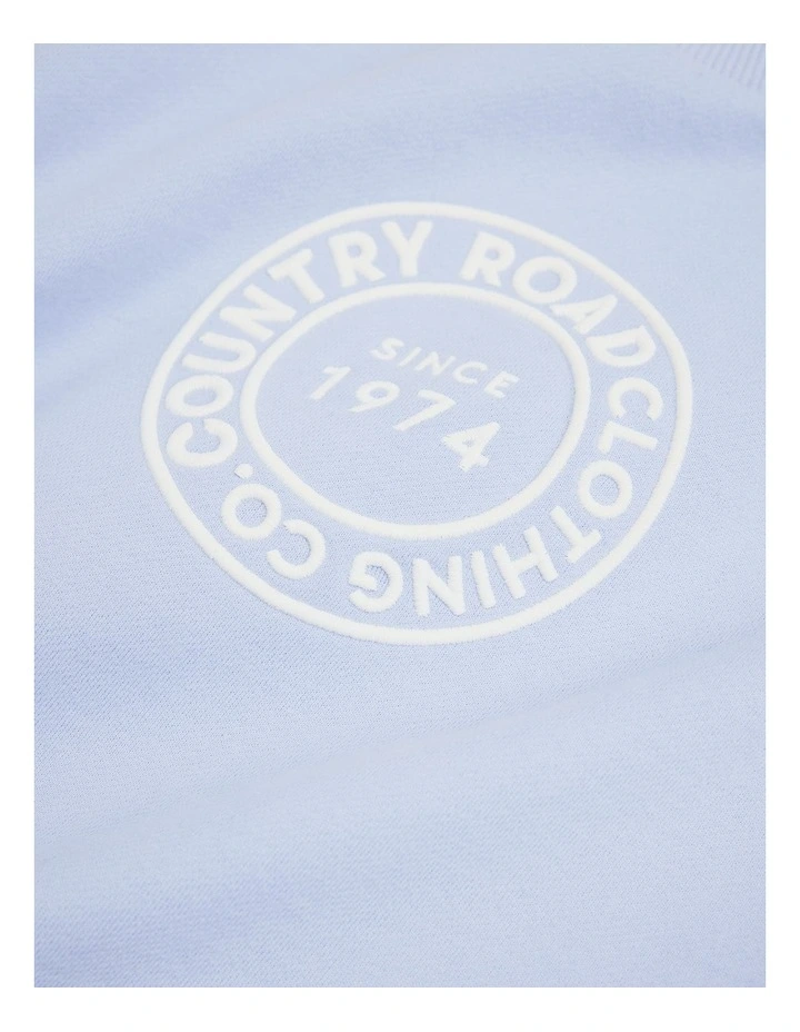 Australian Cotton Oversized Circle Logo Sweat in Bluebell image 2