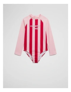 Block Stripe Swimsuit in Multi Pink