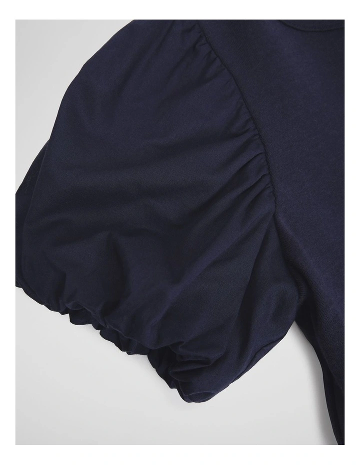 Bubble Sleeve T-shirt in French Navy image 5