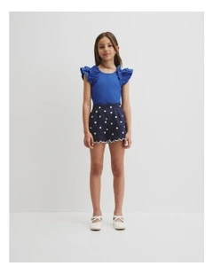 Ruffle Sleeve Tank in Riviera Blue