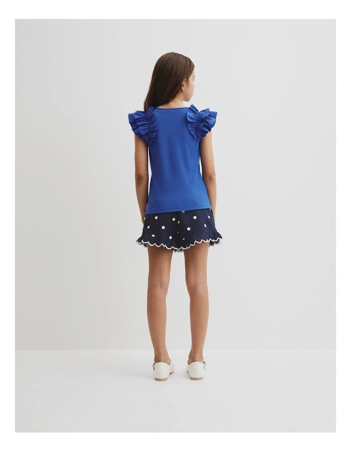 Ruffle Sleeve Tank in Riviera Blue image 3