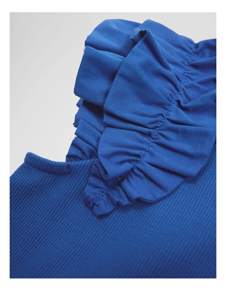 Ruffle Sleeve Tank in Riviera Blue image 4
