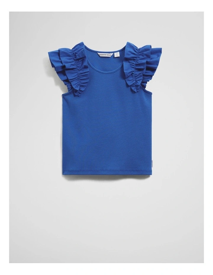 Ruffle Sleeve Tank in Riviera Blue image 5