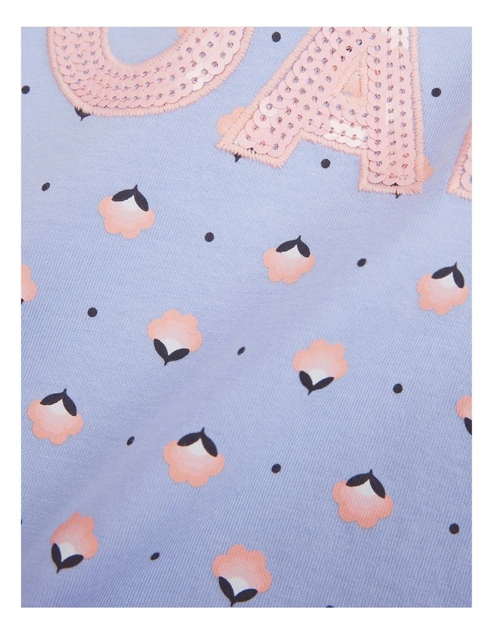 Sequin Logo T-shirt in Bluebell Geo image 5
