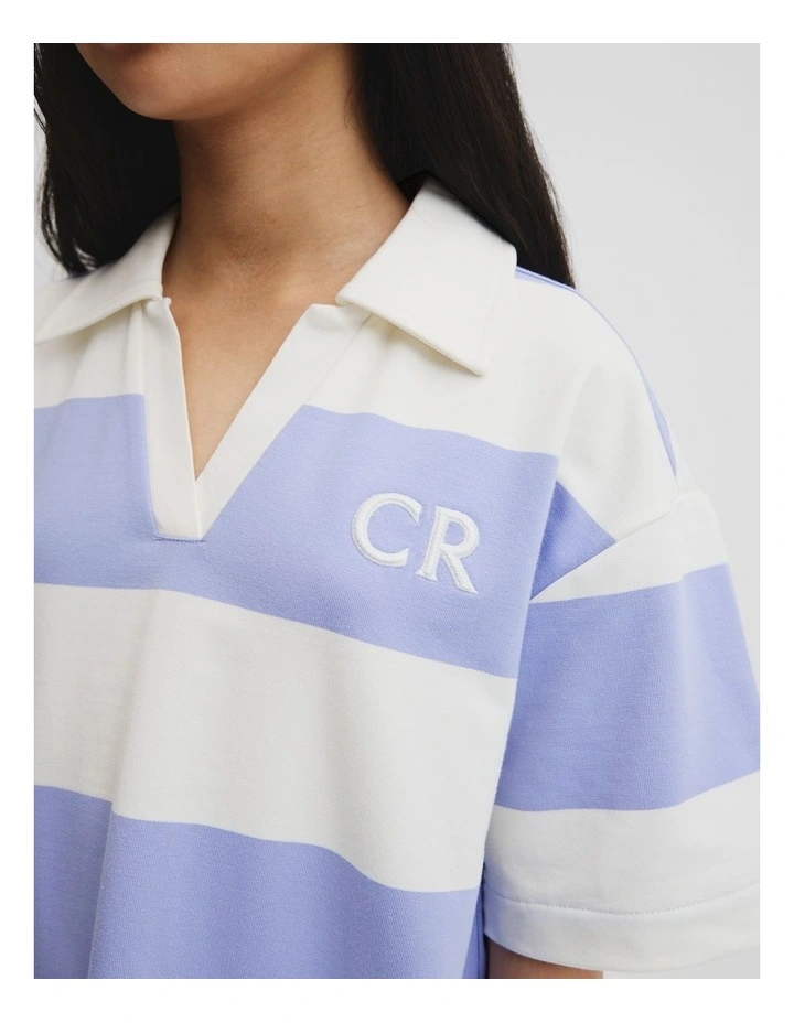 Teen Rugby Stripe Dress in Powder Blue Multi image 3