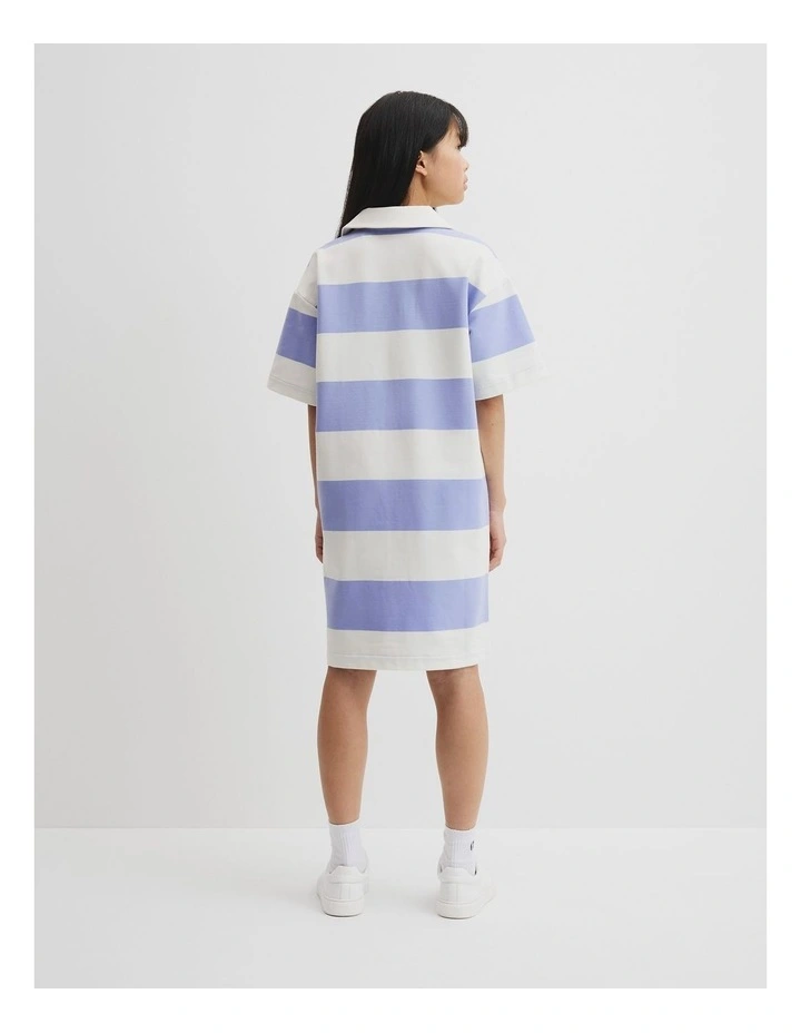 Teen Rugby Stripe Dress in Powder Blue Multi image 4
