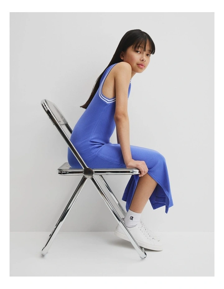 Teen Rib Midi Dress in Cobalt image 2