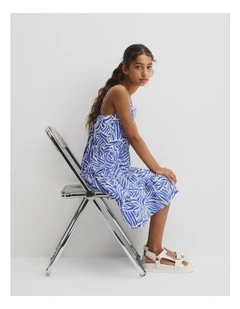 Teen Animal Tier Mini Dress in Cobalt