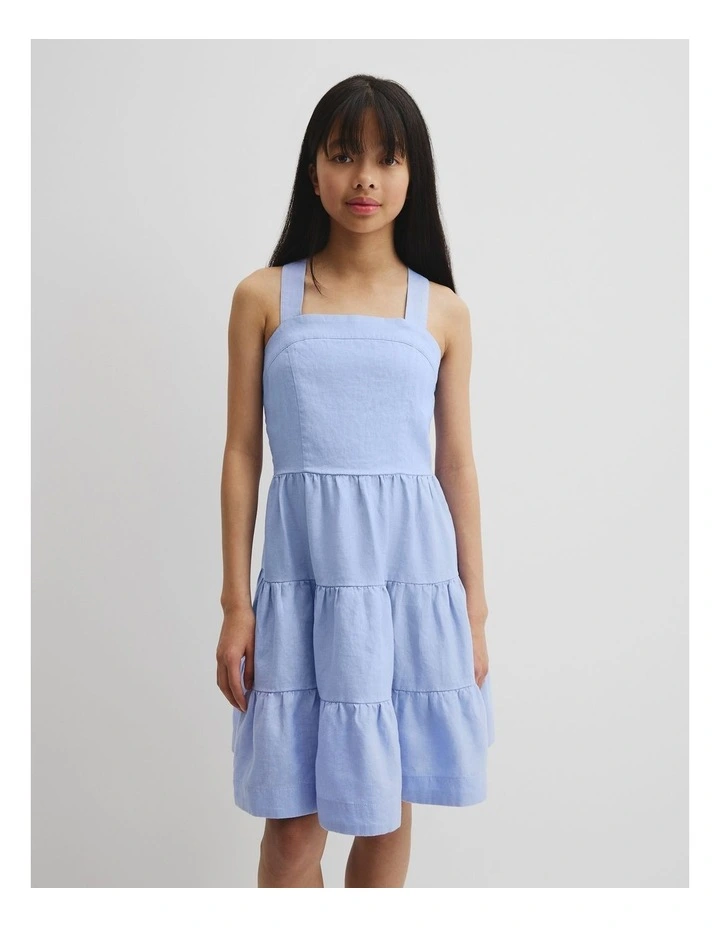 Teen Tier Mini Dress in Powder Blue image 3